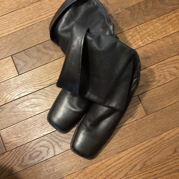 NATURALIZER Black Leather Square Toe Mid Calf Boots Size 7M - Picture 3 of 7